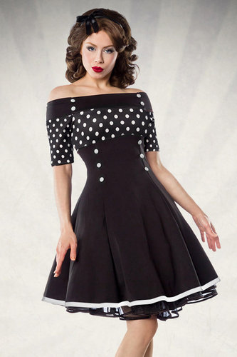 Vintage-Kleid, schwarz/weiß/dots