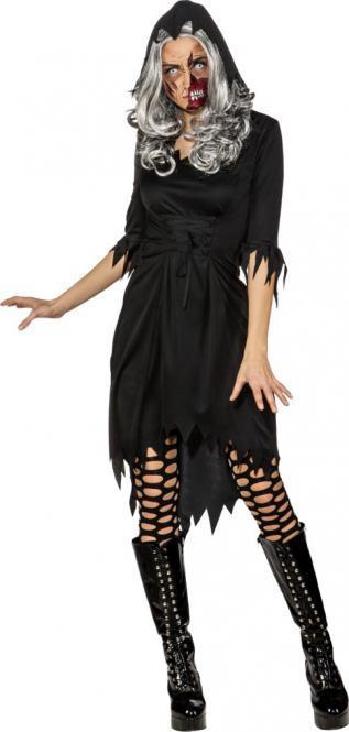 Kleid schwarz mit Kapuze