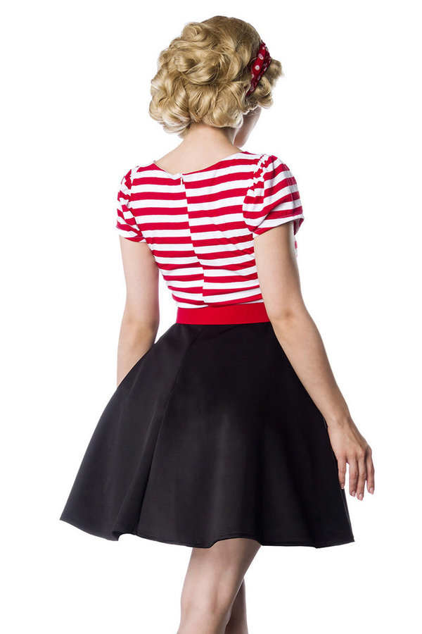 Jersey Kleid, schwarz/weiß/rot